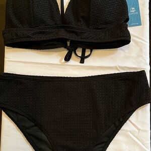 Cupshe Black Ribbed Bikini Set Classic Swimwear